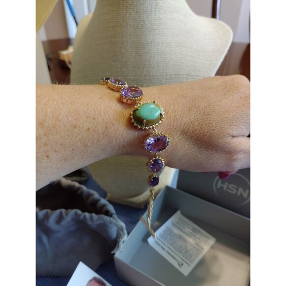 Paul Deasy Turquoise/Amethyst Bracelet 925 UTC India Brand New In Box - Picture 7 of 10